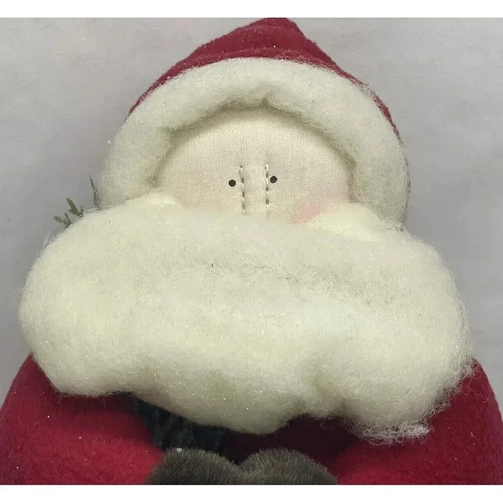 Primitive Christmas Red Flannel Coat, Bearded Santa 13